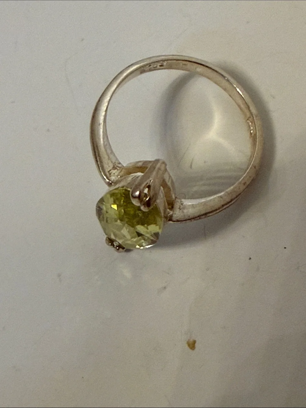 RING STERLING SILVER 925 MARQUIS FACETED YELLOW STONE SIZE 8 3.8g